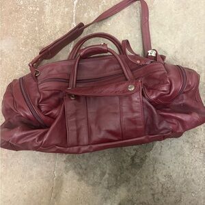 Genuine leather duffel bag Burgundy Leather Duffel Bag